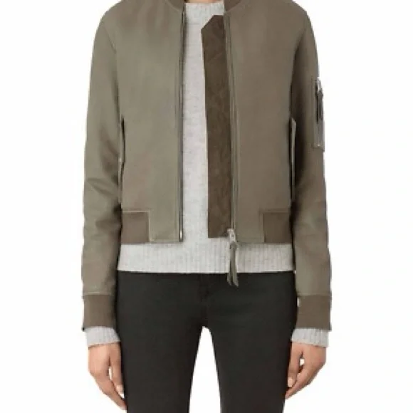 All Saints Olive Leather Jacket - Picture 11 of 11